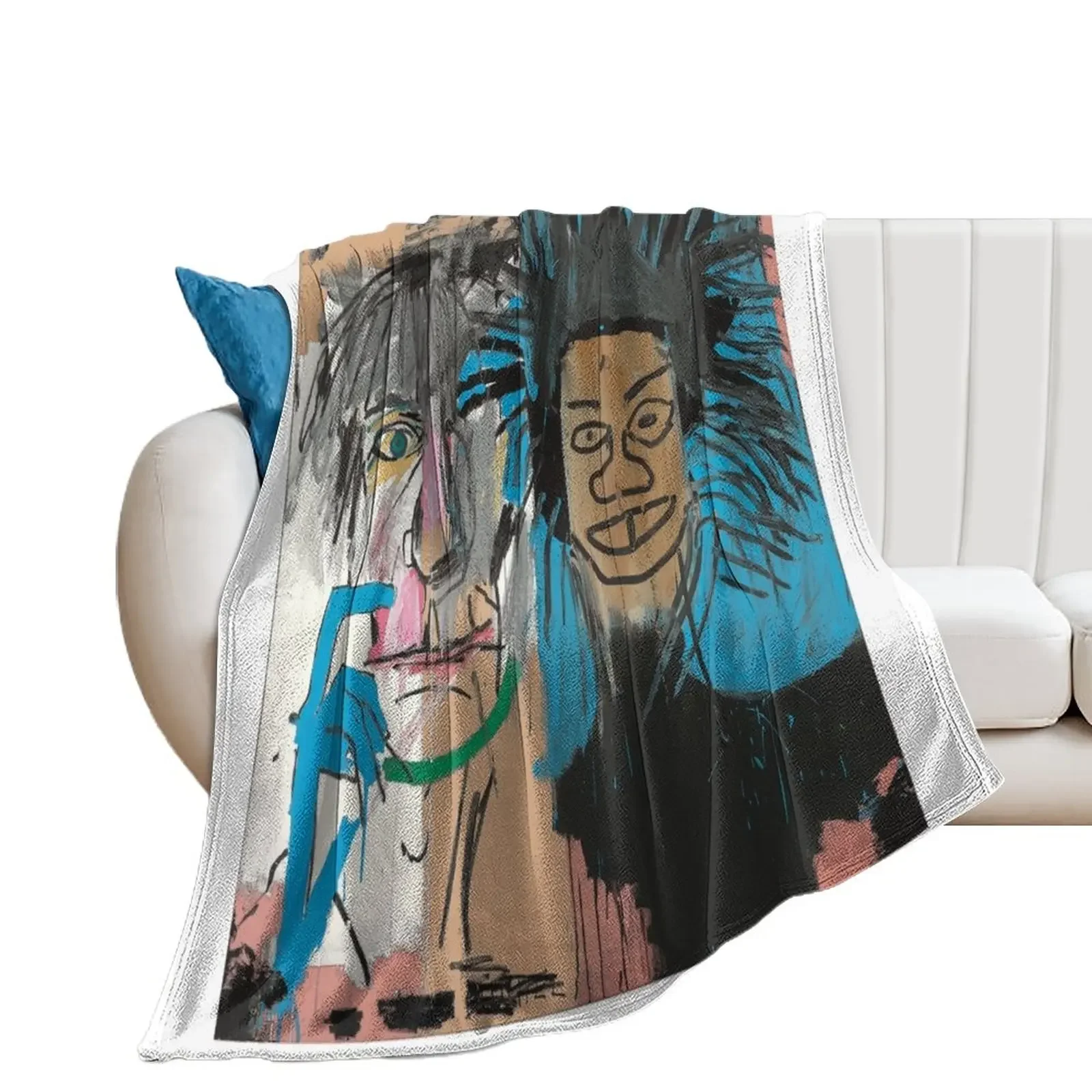 Collaboration jean-michel and warhol - painting illustration Throw Blanket Giant Sofa Sofa Luxury Blankets