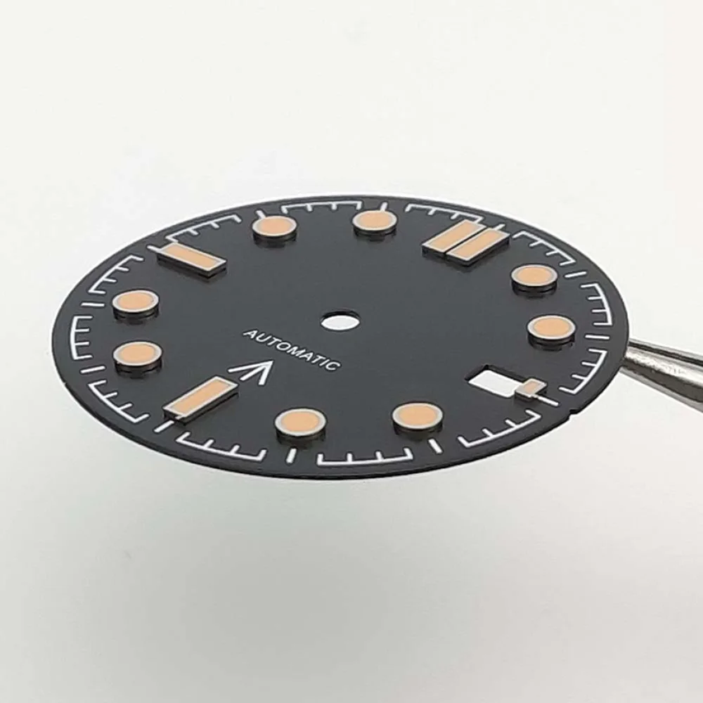 NH35 Dial 31MM Green Luminous Watch Dial for NH35 NH36 4R35 Movement Single Calendar Watch Faces for SKX007 Modified Accessories