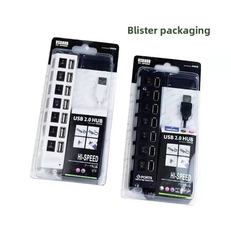 USB 7-Port Hub with Individual Switches, 7-Port Expansion Splitter