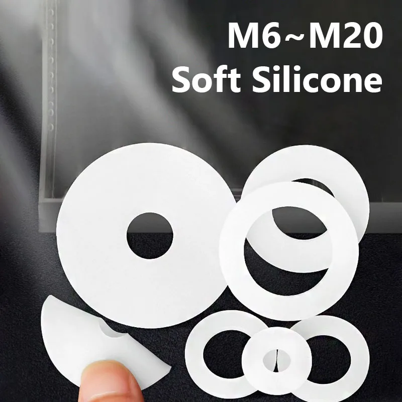 Silicone Flat Washer White M6 M7 M8 M10 M12 M14 M16 M20 Shock-Absorbing, Waterproof, and High-Temperature Sealing Gasket