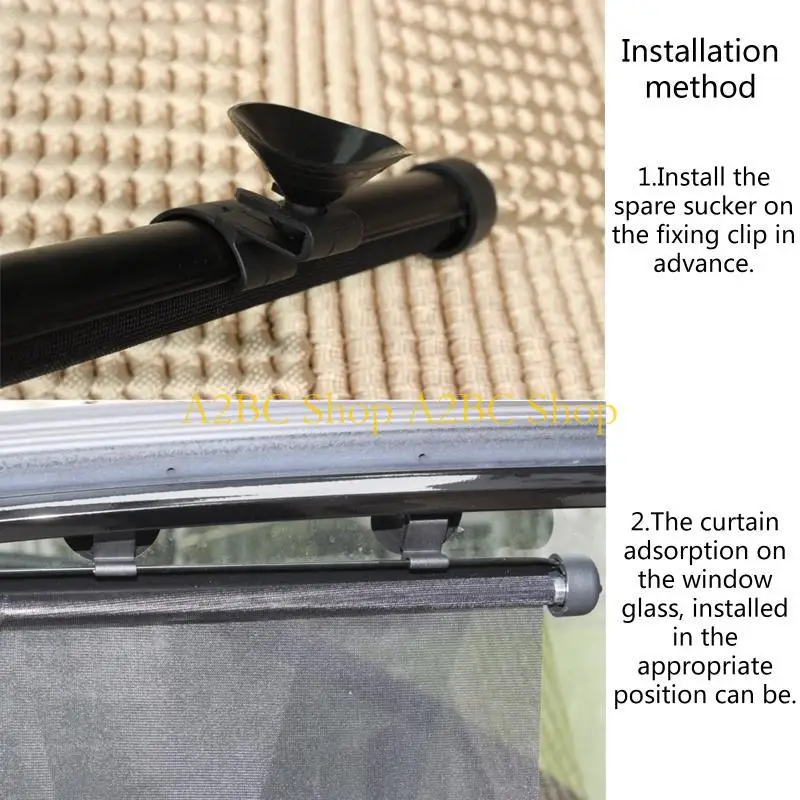 

A2BC 2 шт. регулируемый эластичный роликовый автомобильный козырек, сетка блокирует тепло от солнца для детей