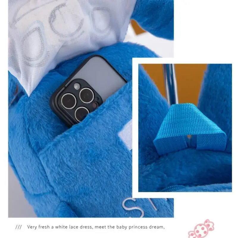 Disney Lilo&stitch Plush Vertical Ears Zipper Large Capacity Portable Backpack Student Backpack Shoulder Bag Christmas Boy Gift