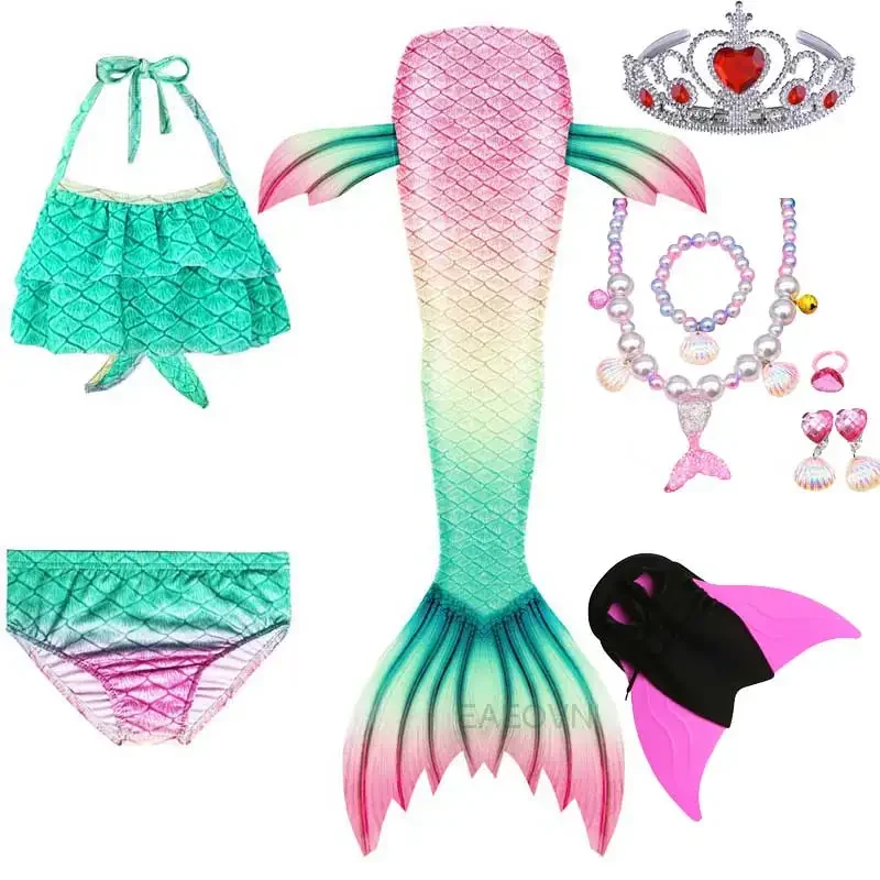 Vestido de princesa con cola de sirena para niñas, traje de Cosplay de sirena con aleta, regalo de cumpleaños, recién llegado