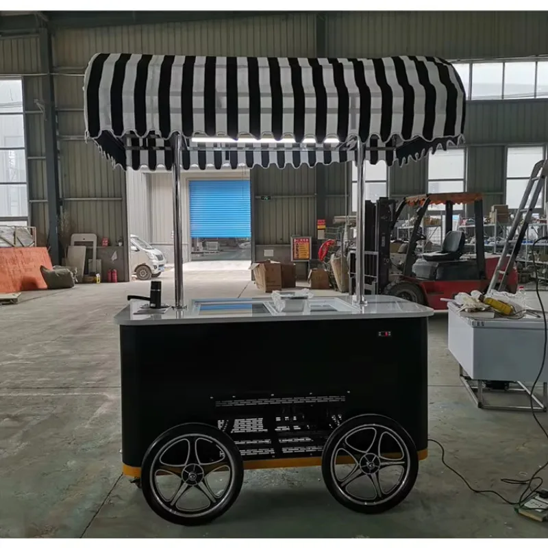 Carrinho de sorvete móvel com impulso manual para venda