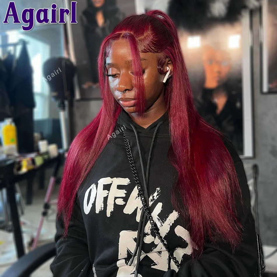 

Ready Go 99J Dark Red Burgundy 13x6 13X4 Straight Lace Frontal Wigs Human Hair Pre Plucked 5X5 Lace Closure Wigs for Black Women