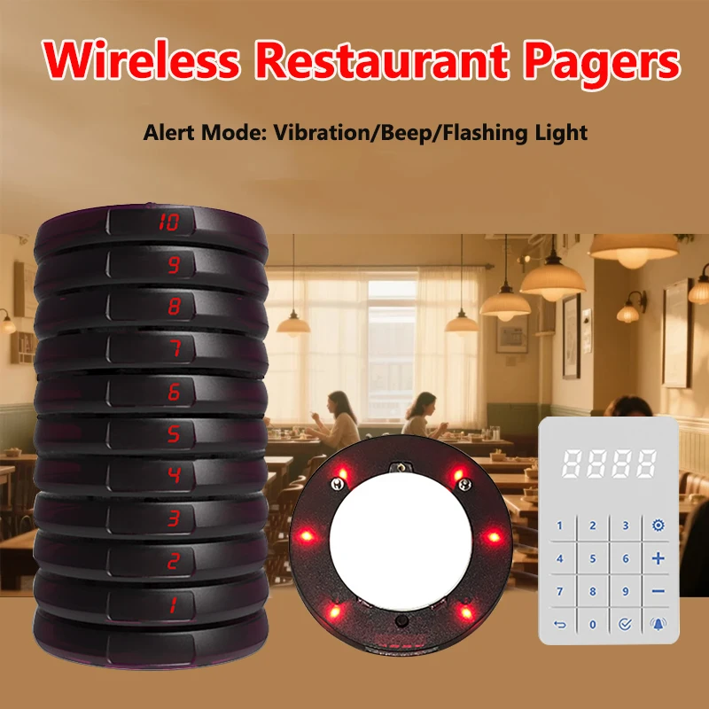 Restaurant Pager 10 Pagers 1 Keyboard Transmitter Pager System Call Waiter Wireless Calling Hotel Cafe Buzzer For Food Truck