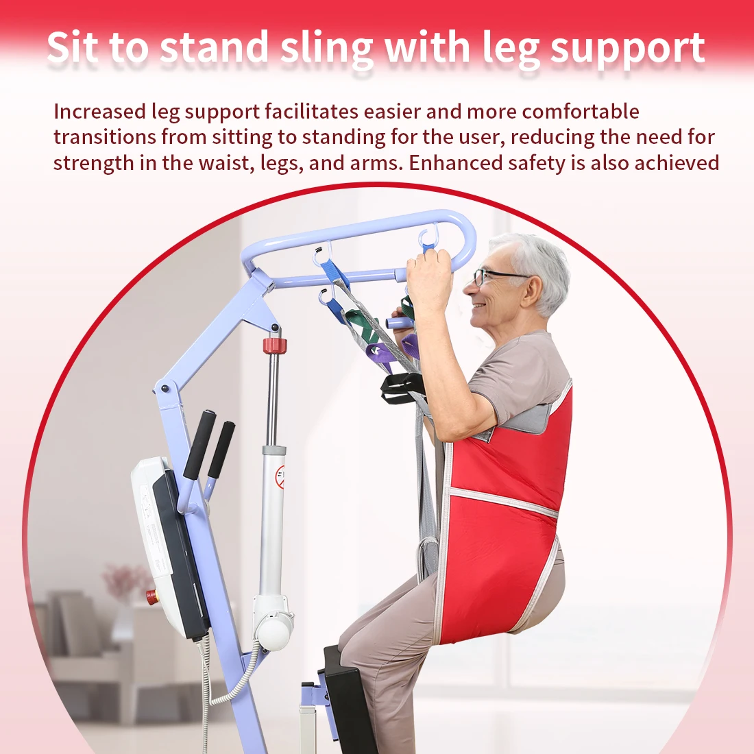 EZ Assistive Sit to Stand Divided Leg Lift Sling Thickened Padded Underarm and Back Support for Elderly Transfer SWL 500lbs