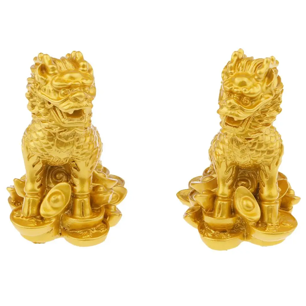 Fortune Lion Decoration Resin Crafts Chinese Style Home Ornament for Table Shelf Entryway