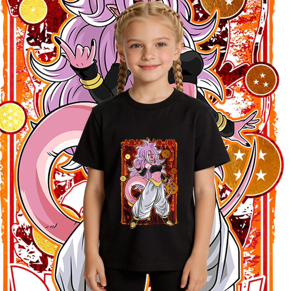 DBZ Majin Android 21 Anime Print Kids Cotton T Shirt Boys Girls Casual Top Soft Breathable Summer Clothes