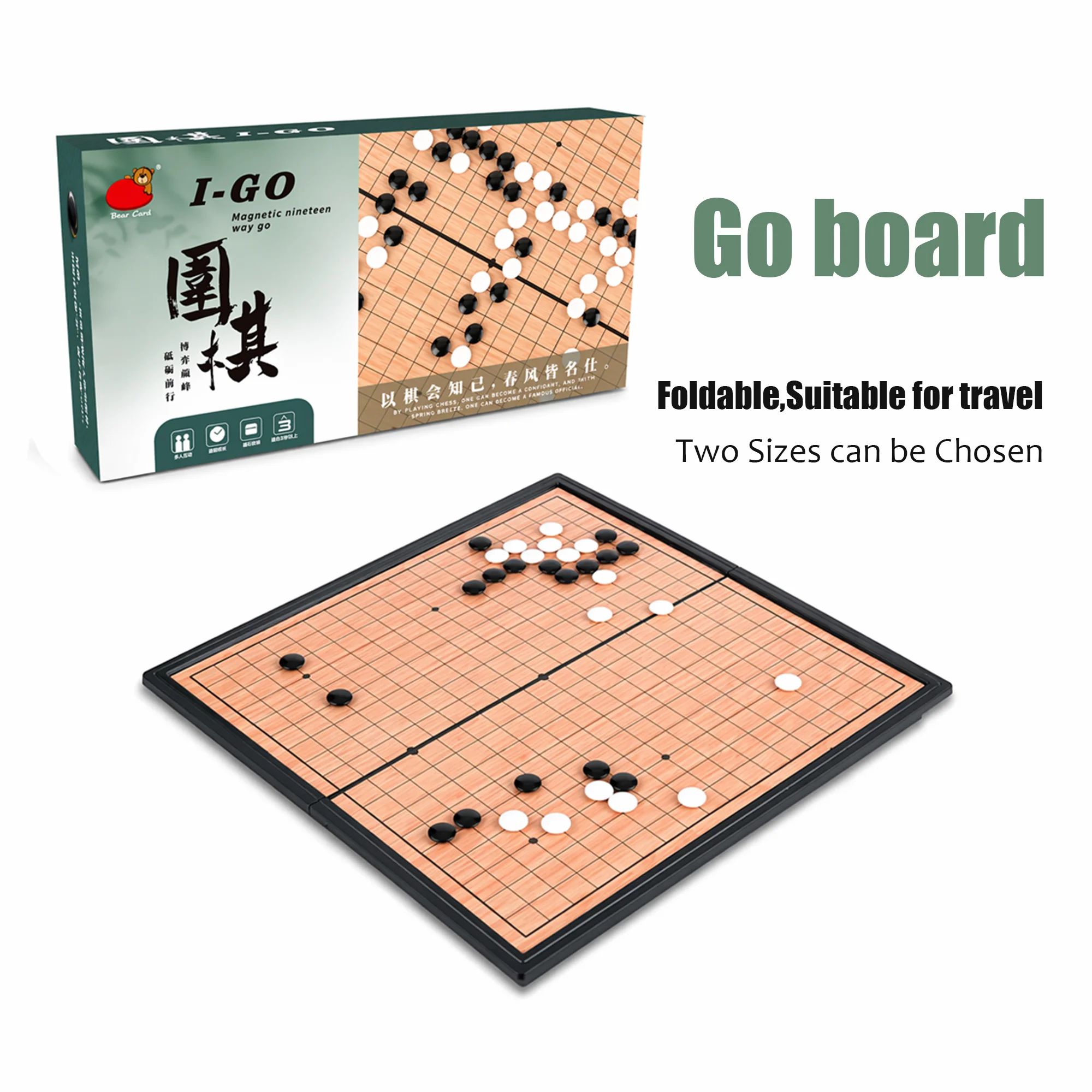 Set di Scacchi Go Pieghevole 13x19 Linee, Gioco Educativo Portatile da Viaggio per Bambini, Adulti e Principianti, Idea Regalo