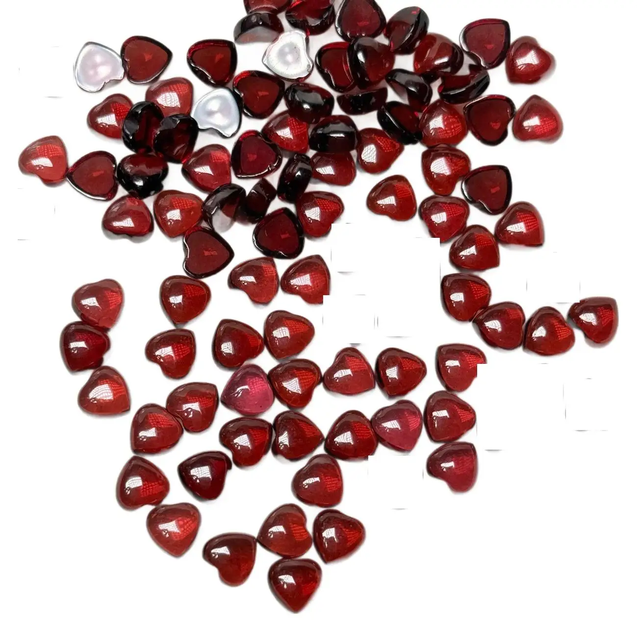 Wholesale 10pcs Natural Garnet Bead Cabochons 6mm Hearts Semi-Precious Gemstone Cabochon Ring Face For Jewelry