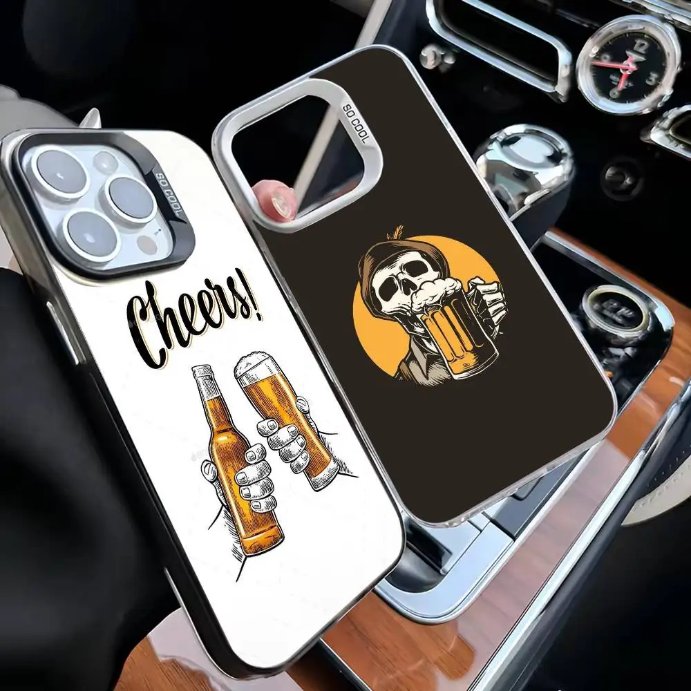 

Beer Alcohol Phone Case For iPhone17,16,15,14,13,12,11 Plus,Pro Max Black Matte Shockproof Cover