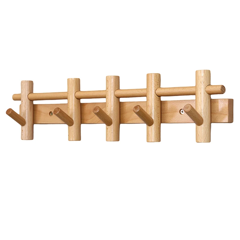 Solid Wood Coat Racks Creative Coat Hook Entrance Halls Bedroom Walls Wooden Storage Racks Behind Doors European Wall Decoration