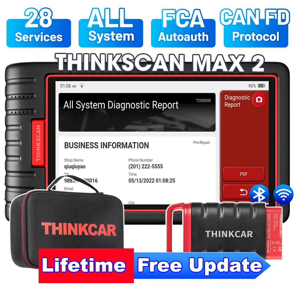 Thinkcar Thinkscan Max 2 OBD2 Scanner Professionelles Vollsystem 28 Reset-Funktionen OBD2 Diagnosegerät CAN FD Auto-Scanner ECU-Codierung OBD-Tool lebenslang kostenlos