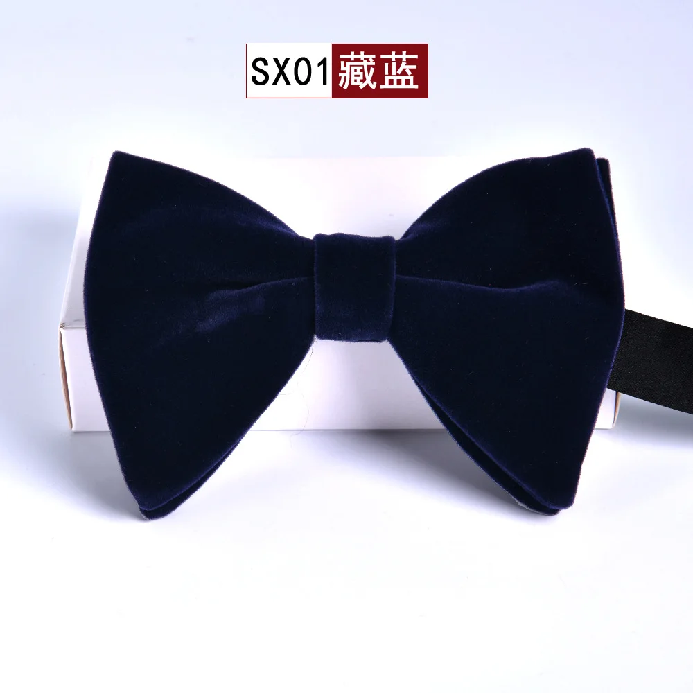 Schwarze Samt-Fliegen für Herren, verstellbar, große Schleife, Herren-Accessoires, Hemden, Fliege, blaue Schmetterlings-Krawatten für Hochzeit, Party, Krawatte – Detail 11