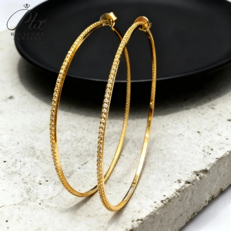 

Серьги-кольца Pave, выращенные в лаборатории муассанит круглой формы, стерлинговое серебро 925 пробы, гипоаллергенные подарки на День Благодарения, ювелирные изделия для женщин