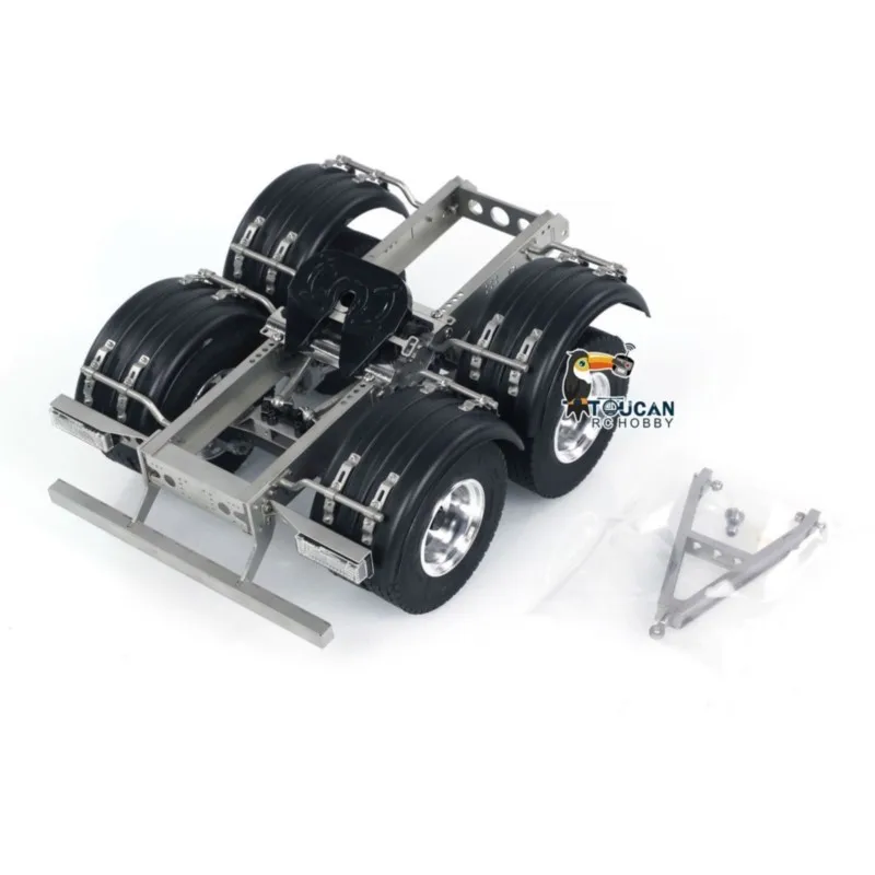 

1/14 2 Axles Metal Trailer Fifth-wheel Traction Remote Control Toy Accessory for LESU RC Car Truck Model Durable Construction