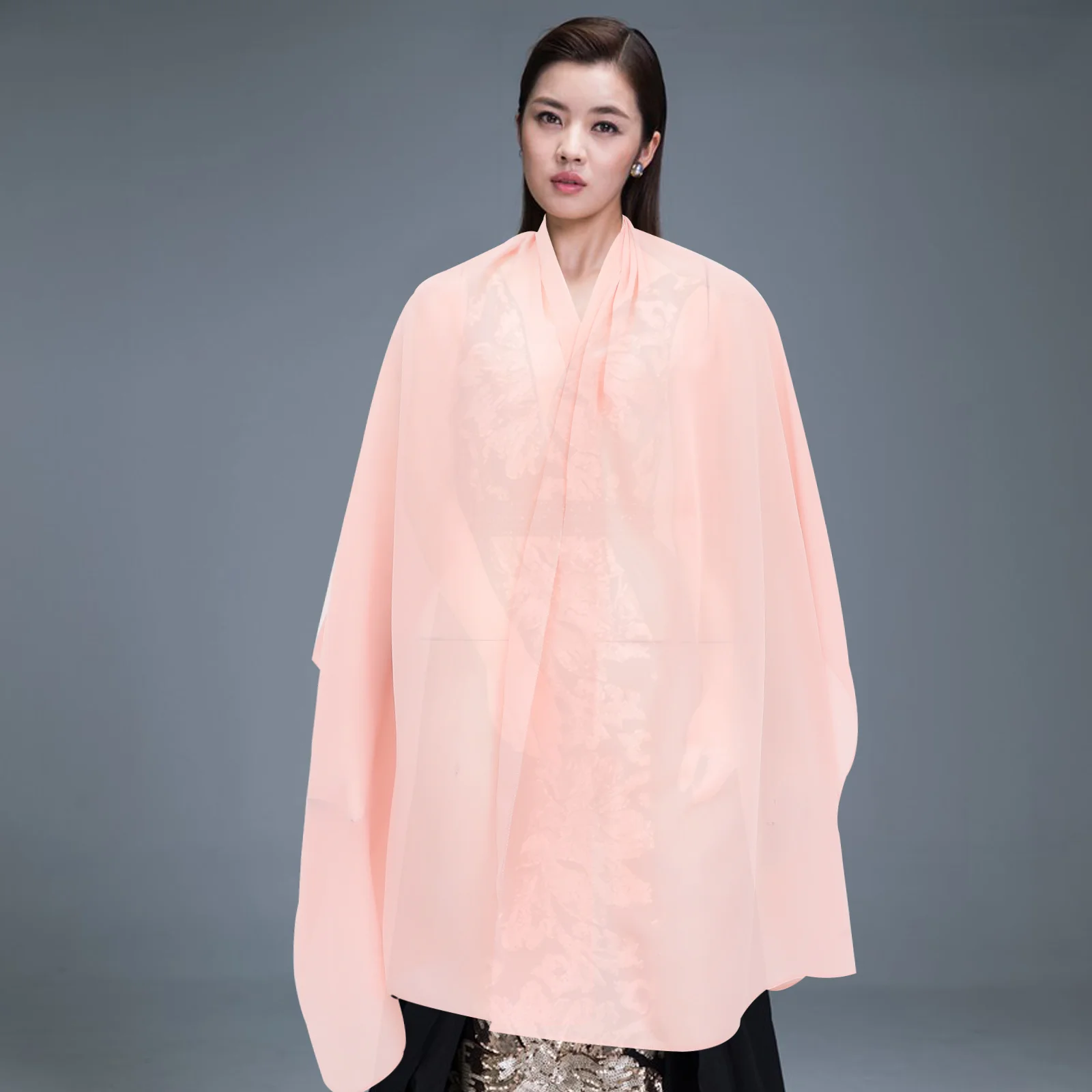 

Chiffon Shawl Wraps for Women 200x70cm Pink Banquet Scarf Soft Comfortable Breathable Evening Shawls
