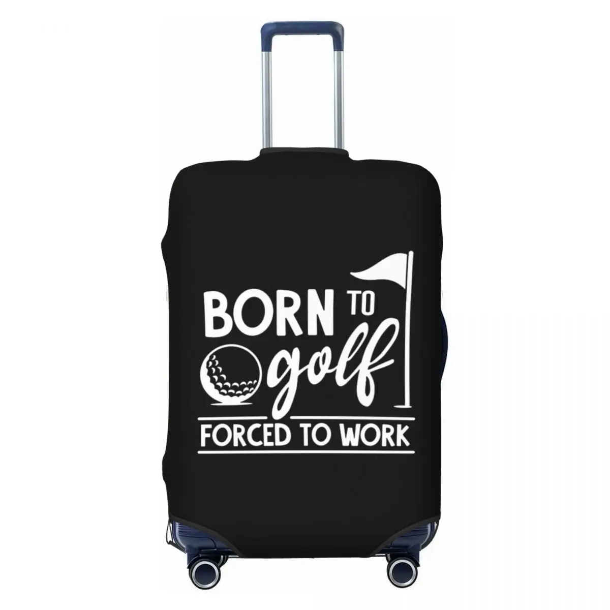 

Custom Born To Golf Forced To Work Travel Luggage Cover Elastic Suitcase Cover Protector Fit 18-32 Inch
