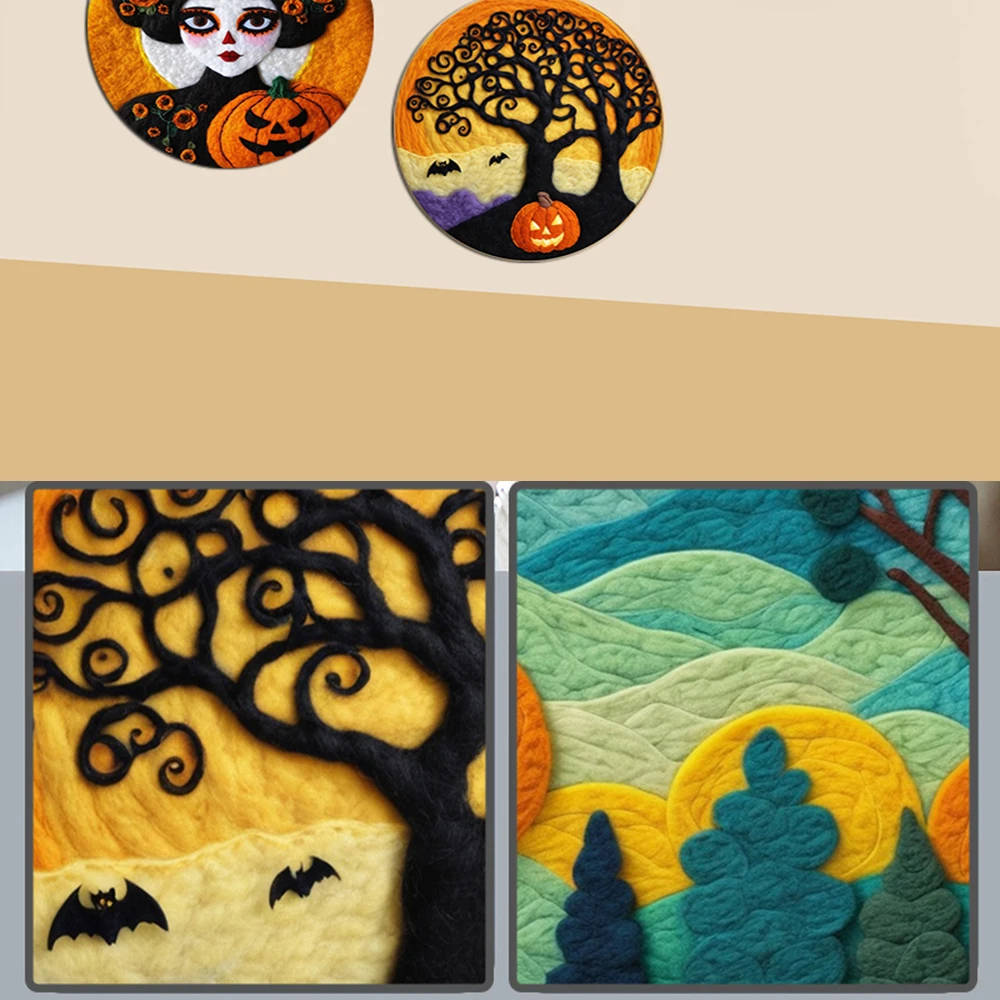 PhotoCustom Wool Felt Kit With Frame Felting Needles Mandala Flower Butterfly Wool Felt Tool DIY Handwork Wool Felting Painting