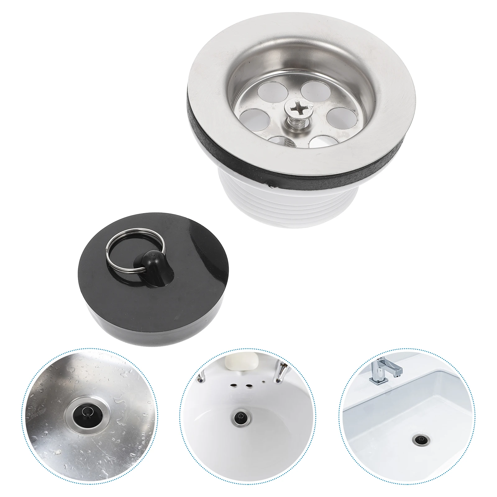 

Drain Stopper Large Stainless Steel Surface Kitchen Bathroom Sink Tub Stopper Anti-Clogging Kitchen Accessories