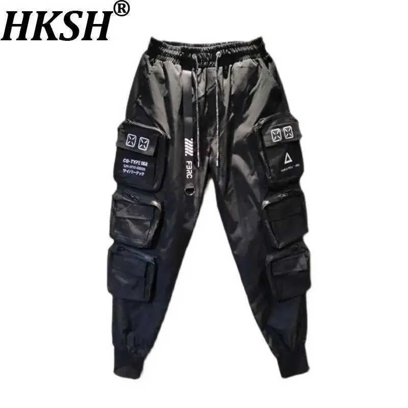 

HKSH Autumn Summer New Men's Tide Tactical Darkwear Safari Style Fashion Pockets Leisure Fashion Youth Punk Cargo Pants HK0010