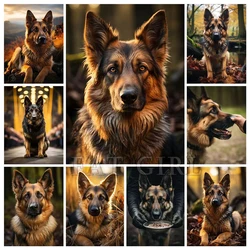 New Full Square Diamond Embroidery German Shepherd Dog Cross Stitch Diamond Painting Animal Picture Mosaic Rhinestone Wall Art