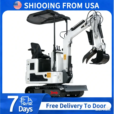 USA stock free shipping 1-ton 13.5HP 2000 lbs EPA tracked Mini Excavator with hydraulic thumb clamp tool