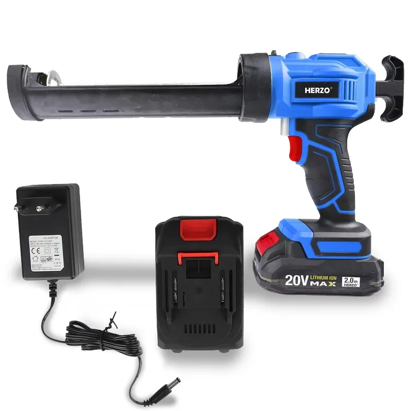 Cordless Caulking Gun Electric 18V with LED Light Portable Battery Operated DIY 2Ah/4Ah Lithium Battery