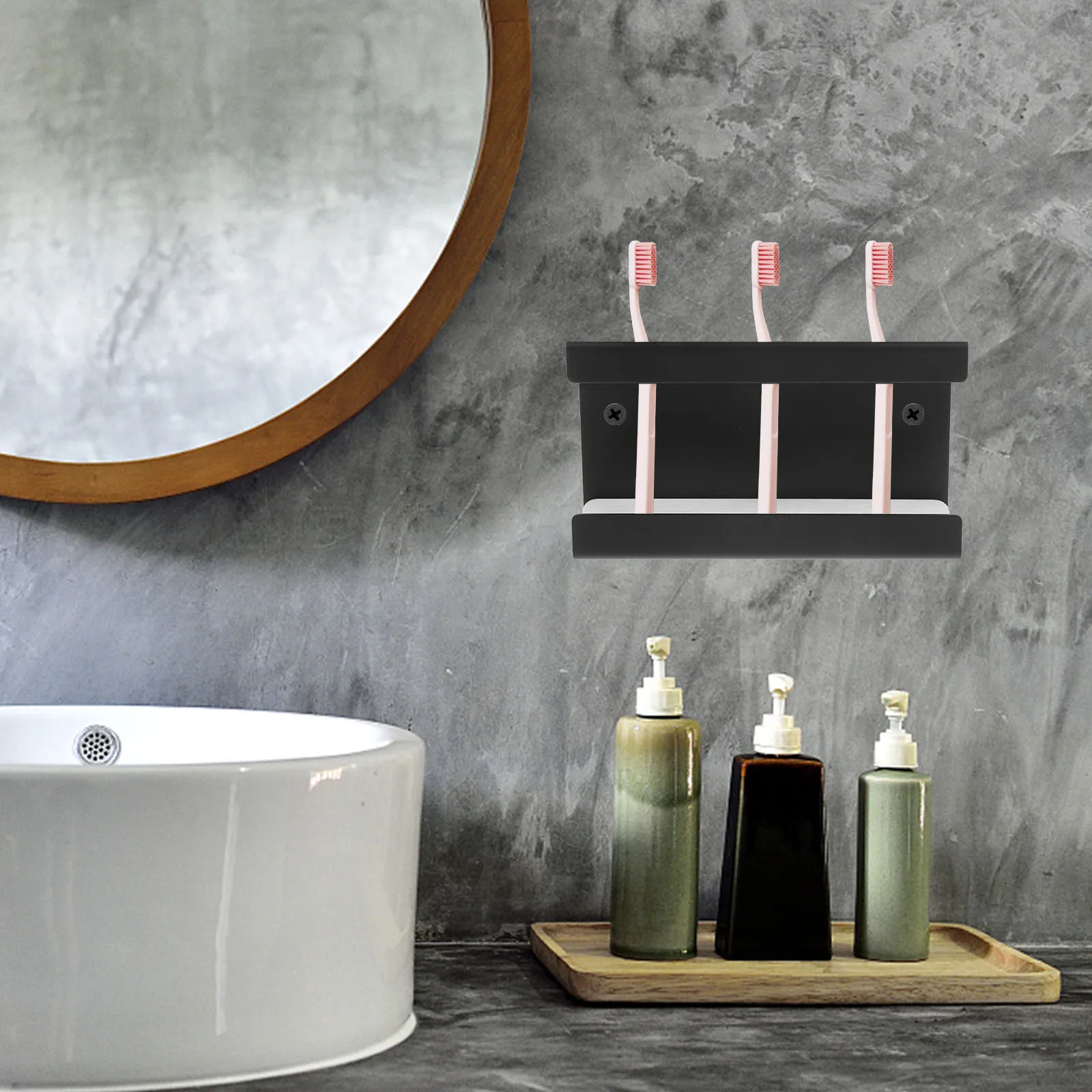 

Black 3-Pcs Toothbrush Holder Wall Mount Electric Toothbrush Holders Bathroom Storage Rack Shower Stainless Steel Fast Drying