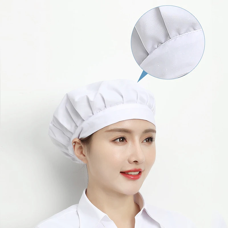 Food Factory Breathable Work Hat Workshop Worker Hat Adjustable Dust Caps Hotel Women Chef's Cap Bakery Waiter Solid Color Hats