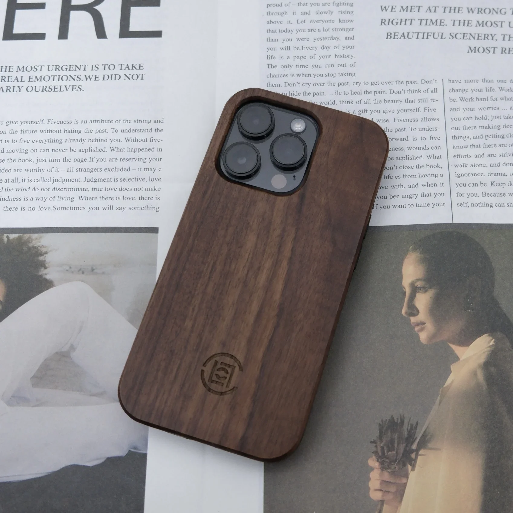 

High-end Walnut Wooden Phone Case for IPhone15 14 13ProMax Bumper Real Wood Protective Case Wooden All Inclusive Anti Fall Cover