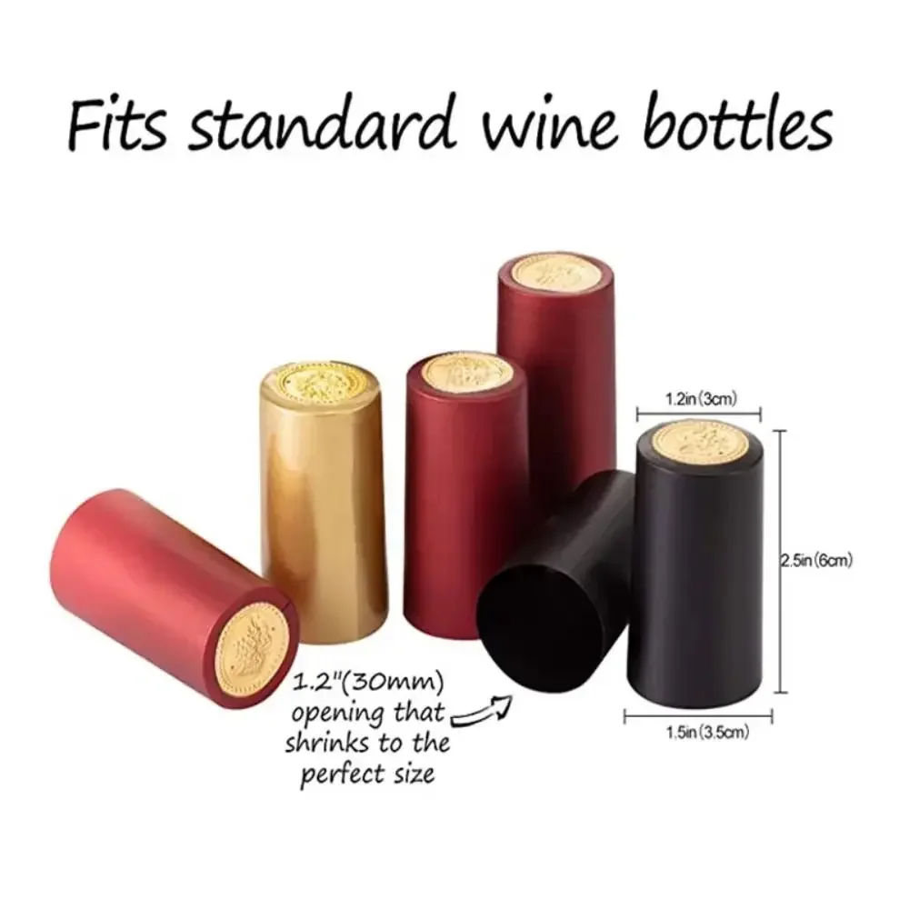 100Pcs PVC Wine Heat Shrinkable Cap Tear Tab Straight Mouth Wine Shrink Film Wrap Black Red Wine Bottle Cap