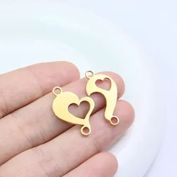 10pcs/5sets Stainless Steel Love Friendship Connector Fashion Jewelry Charms DIY Handcraft  Vacuum Plate Waterproof Antiallergic