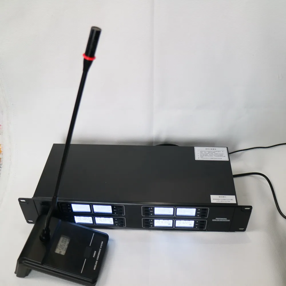 

2025 hot sale Advanced UHF 8 Channel 8 Desktop Digital Wireless Microphone Conference System 8 Gooseneck Table with Mute Functio