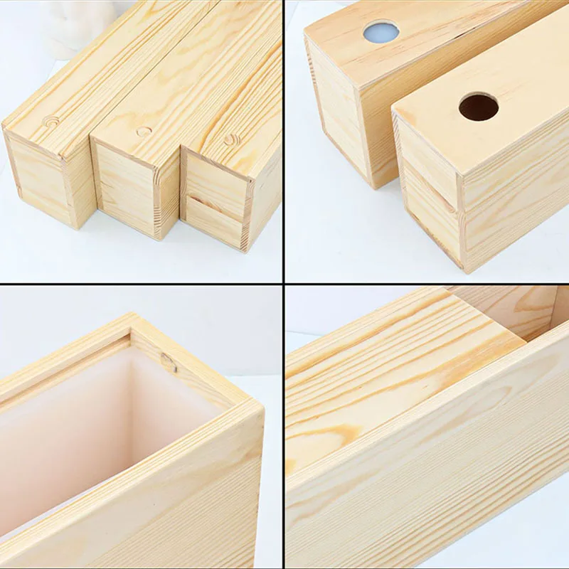 1200ml Rectangle Soap Mould Thickening Silicone Wooden Box with Cover DIY Loaf Toast Cake Baking Tools Handmade Soap Making Mold