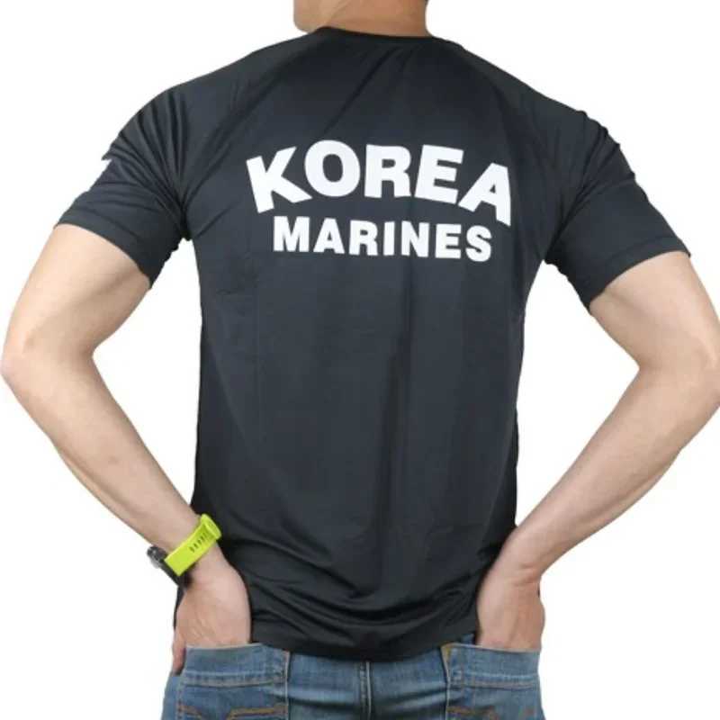 Summer R.O.K.A ROKMC  MARINES Outdoor Sports Work Casual Men\'s Cooling Loca Short Sleeve Cotton T-Shirt