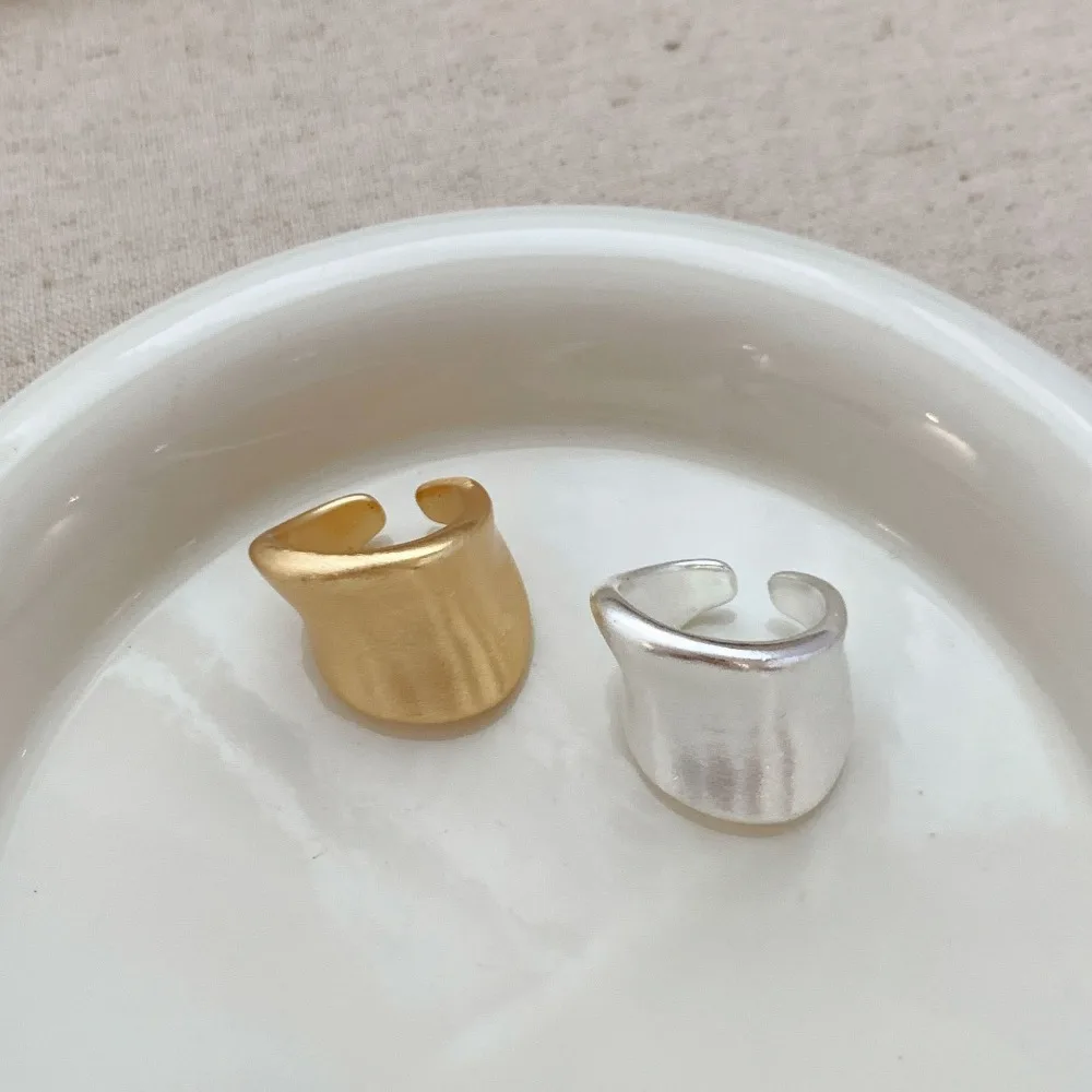 Minimally Slim Waist Ring for Women Delicate Brushed Matte Finish High-end Open Mouth Ring Personalized Index Finger Jewelry