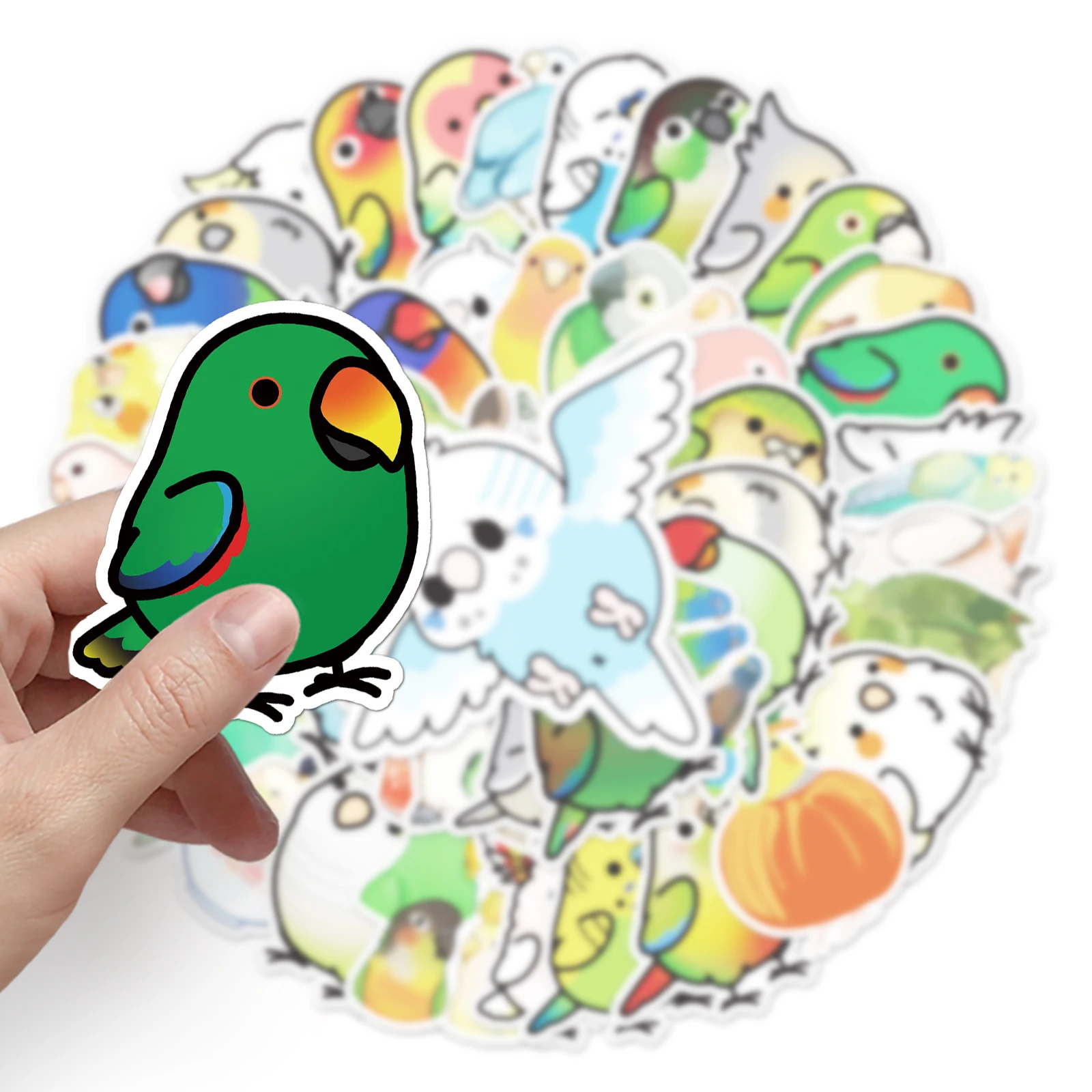 50Pcs Parrot series Cartoon Cute Waterproof Sticker Skateboarding Snowboard Retro Vinyl Sticker