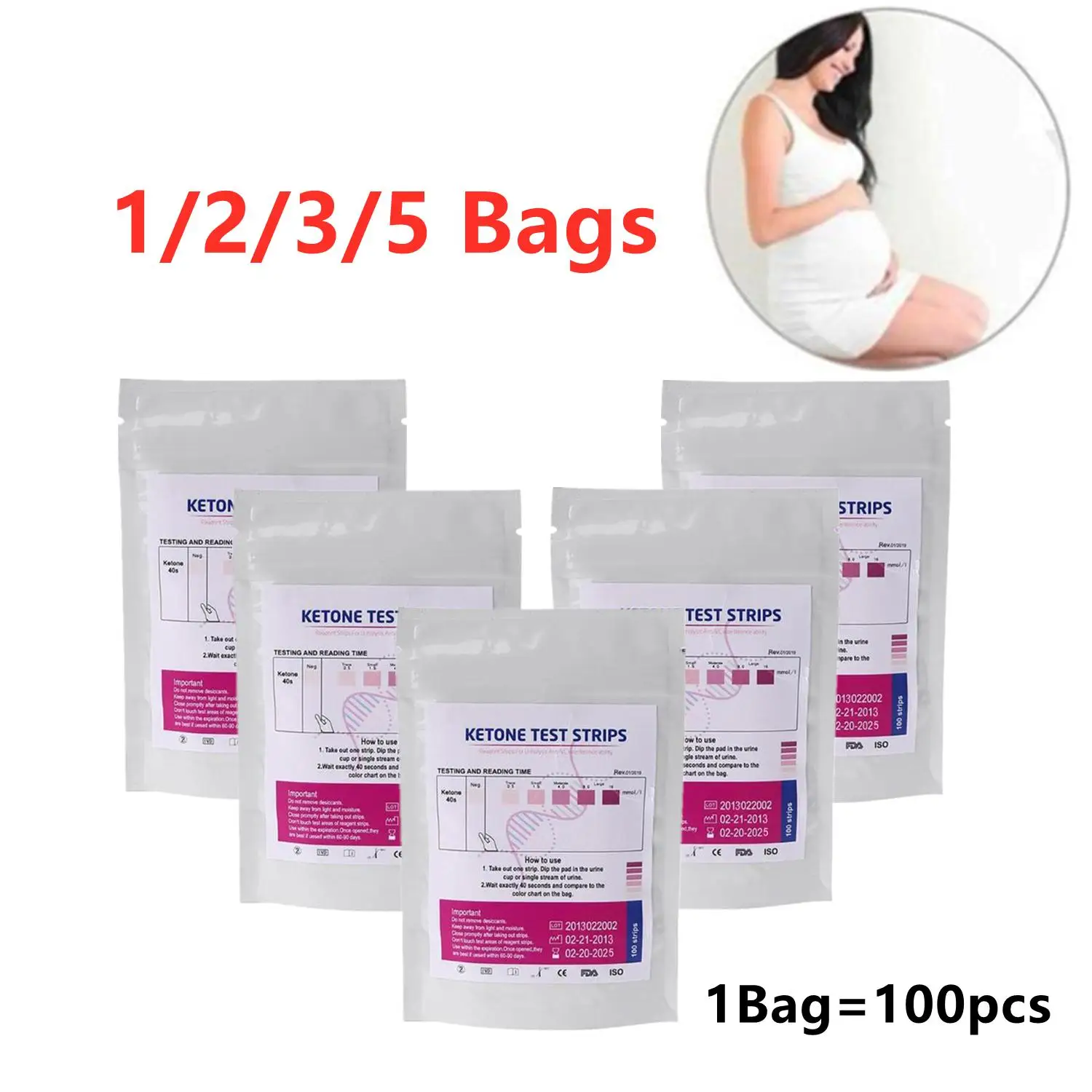 1/2/3/5 Bags Urinary Ketone Strips Urine Analysis Keto Strips Healthy Diet Body Tester For Test Body Fat Health Tools