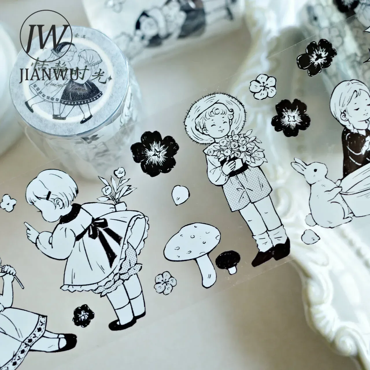 JIANWU 60mm*5m Cute Children Flower Landscape Material Collage Scrapbooking PET Tape Creative DIY Journal Stationery