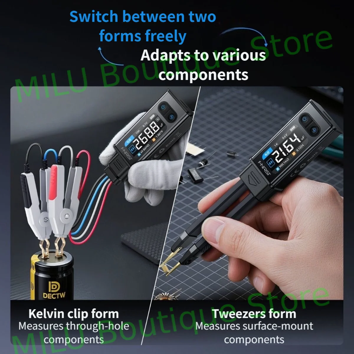 FNIRSI digital bridge tweezers LCR-ST2 high-precision second-generation handheld component tester