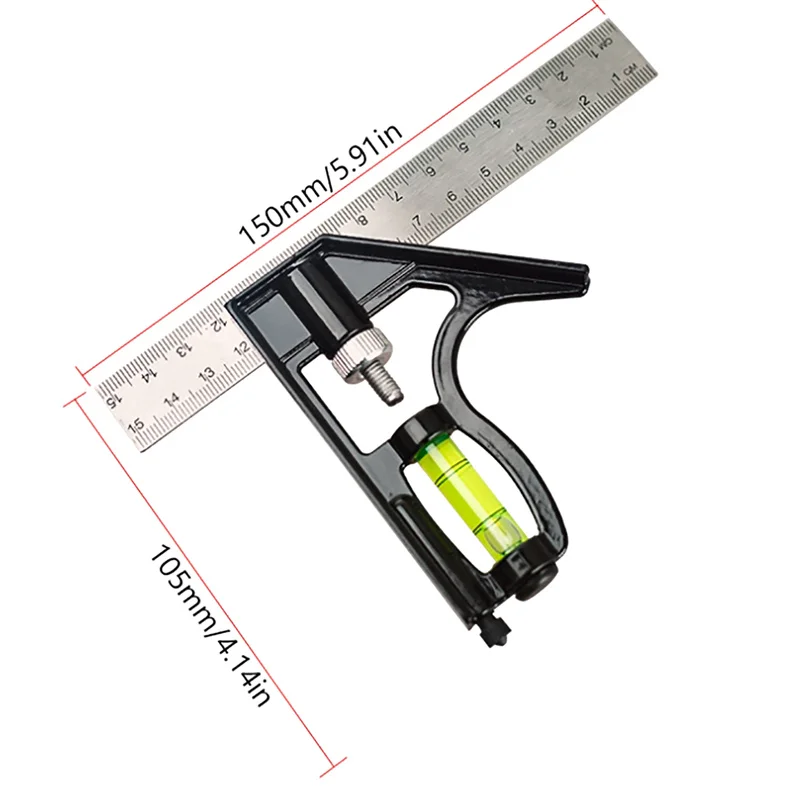 Angle Square Measuring Tools Set Precise Stainless Steel Aluminium Durable Adjustable Combination Spirit Level ﻿