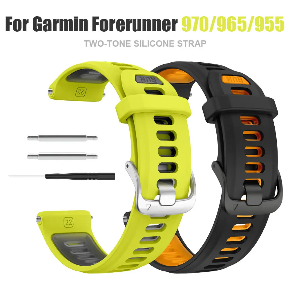 Zweifarbiges Silikon-Uhrenarmband für Garmin Forerunner 970 965 955, Ersatz-Uhrenarmbänder für Forerunner 945 935 745