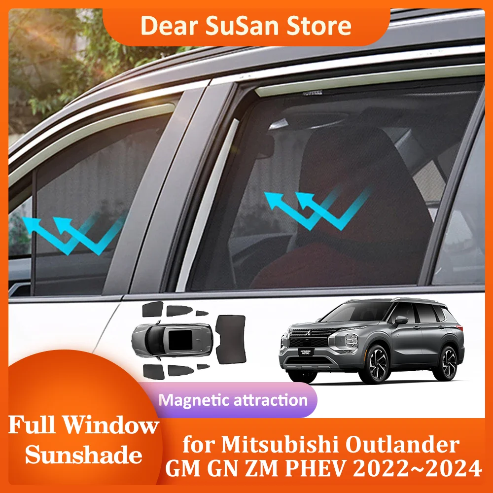 Car Magnetic Sunshade for Mitsubishi Outlander GM GN ZM PHEV 2022~2024 Windshield Curtain Roof Window Sunroof Cover Accessories