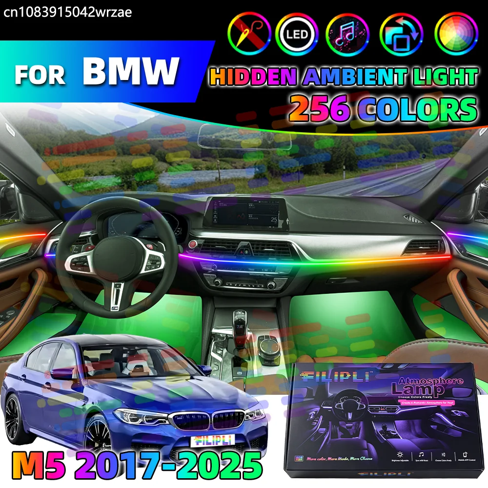 

10 in 1 For BMW M5 F90 G90 G99 Car Interior Ambient Lights Strips Breathing Lighting Kit App Control Auto Decorative Lamp Sympho