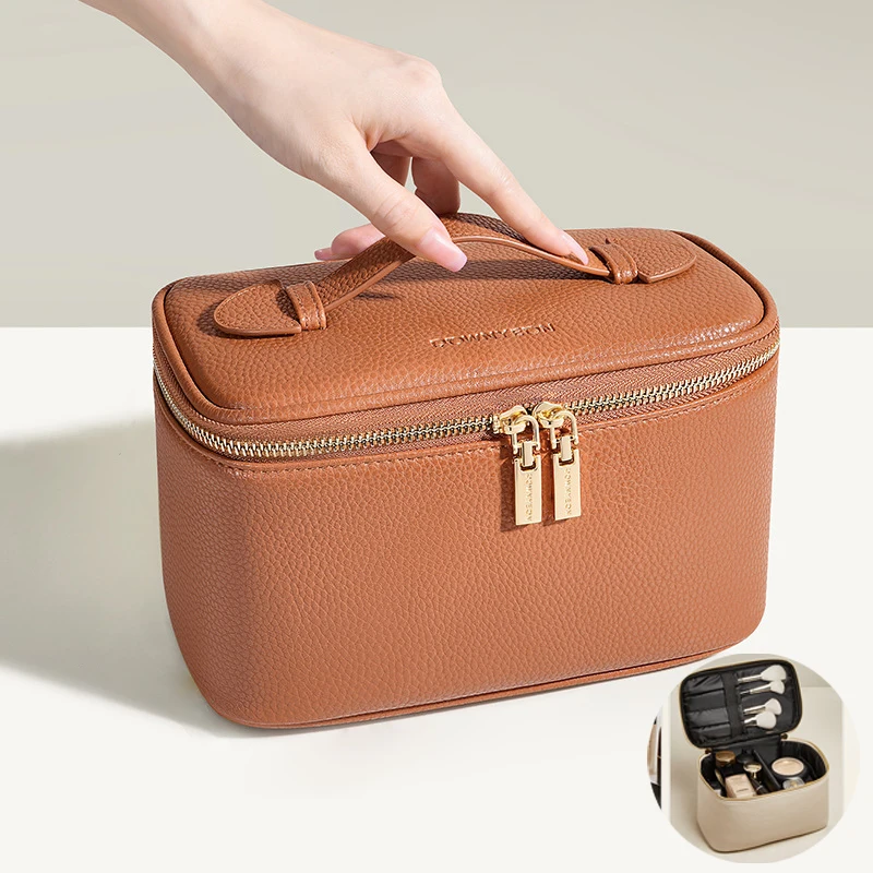 

Новая сумка для хранения из искусственной кожи, ручная квадратная косметичка, портативный дорожный пакет для хранения, женская косметичка большой емкости