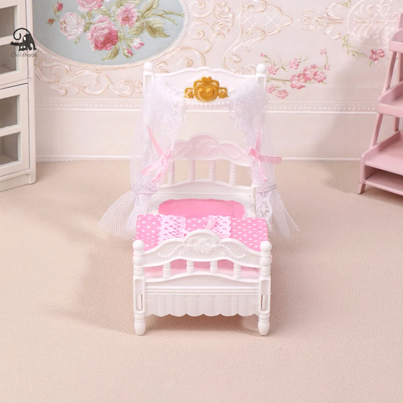 1/12 casa delle bambole principessa letto lenzuolo zanzariera kit casa delle bambole letto camera mobili decorazione accessori casa delle bambole