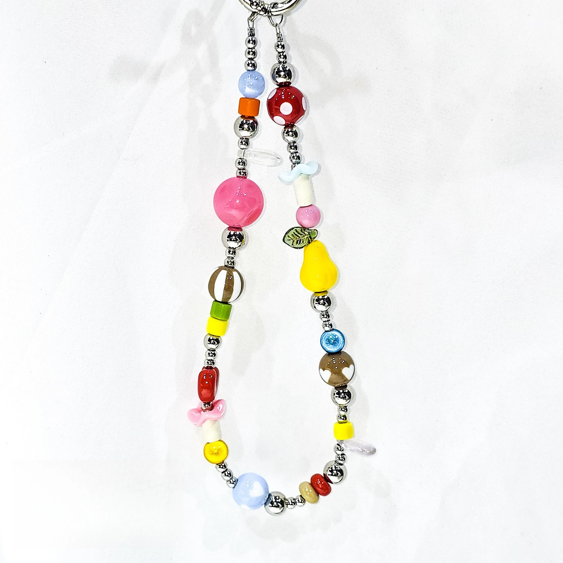 Nieuwe handgemaakte fruit kralen mobiele telefoon ketting Niche kinderen leuke kleur CCD cameraketen tas sleutelhanger anti-drop accessoires