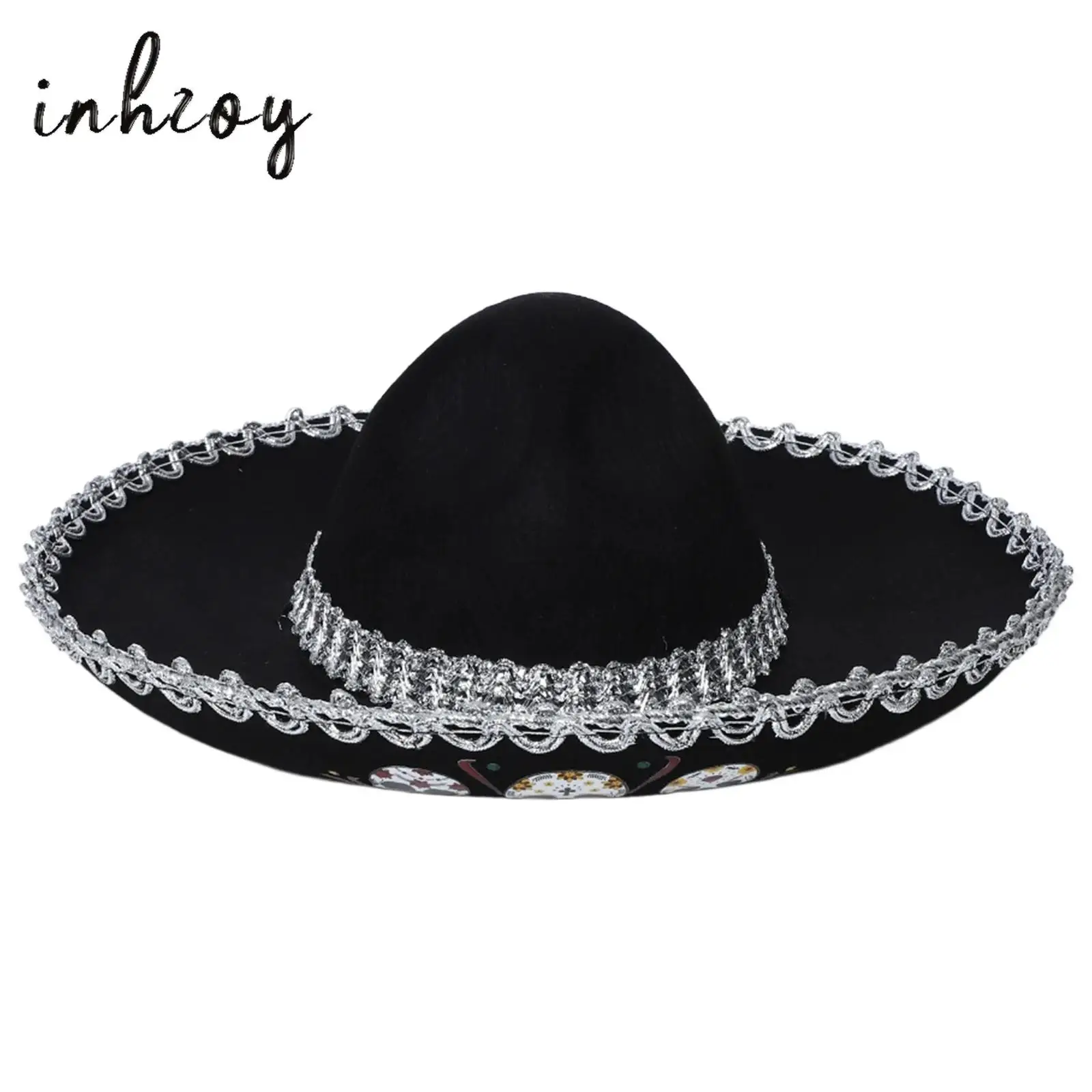 

Adults Kids Unisex Mexican Wide Brim Skull Patterned Corned Hats Festival Supply Cosplay Accessory for Halloween Carnival Party